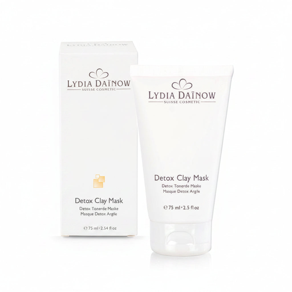 Detox Clay Mask Lydia Dainow 75ml – Texture masque crème détoxifiant à l'argile rose pour un teint clair et affiné – cosmétiques suisses Lydia Dainow