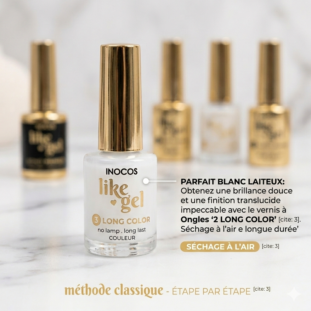 Application Like Gel INOCOS 104 Blanc Laiteux sur ongles
