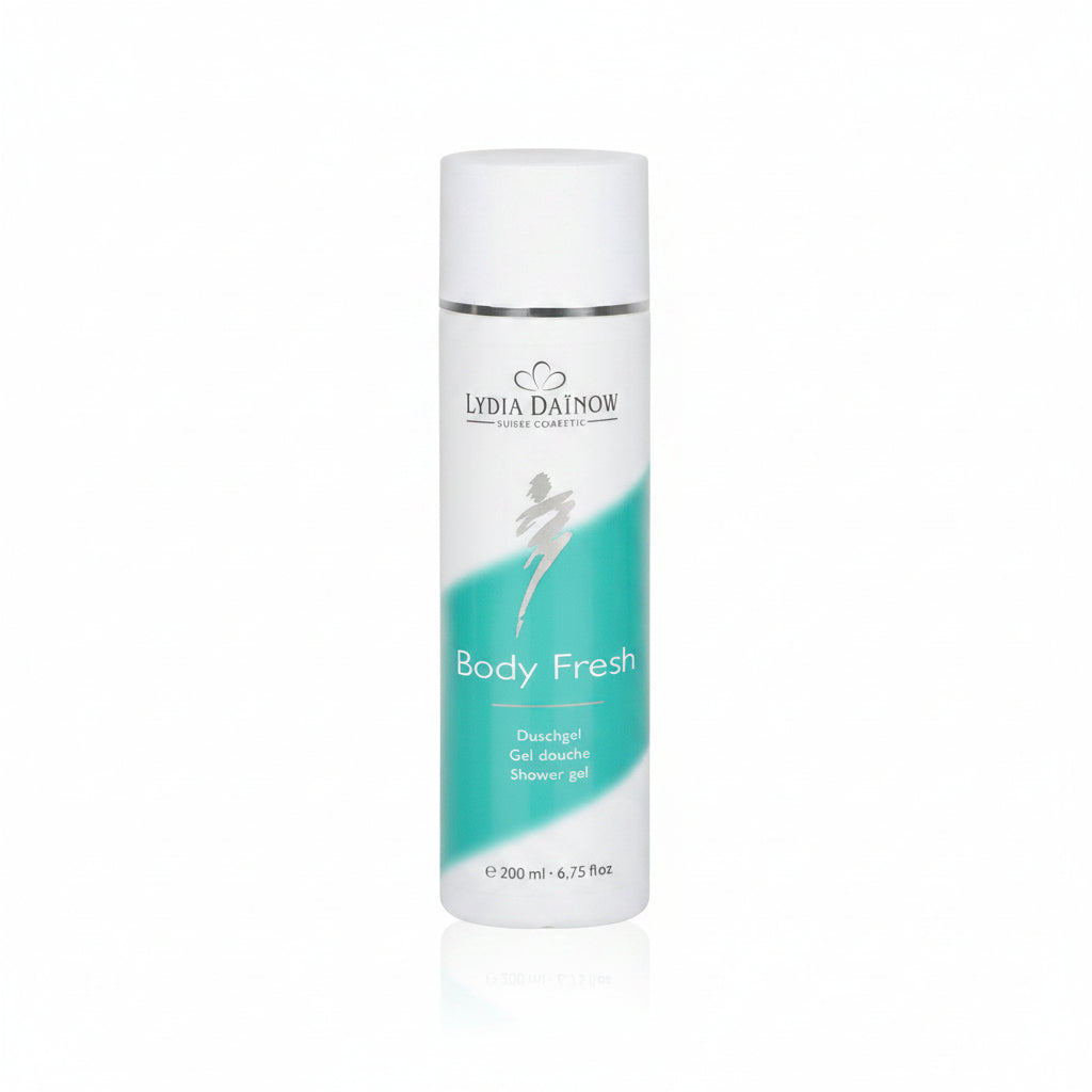 Body Fresh Lydia Dainow 200ml – Gel douche rafraîchissant au PolyFructol, extrait de prêle et lait d'amande pour tous types de peau – cosmétiques suisses Lydia Dainow