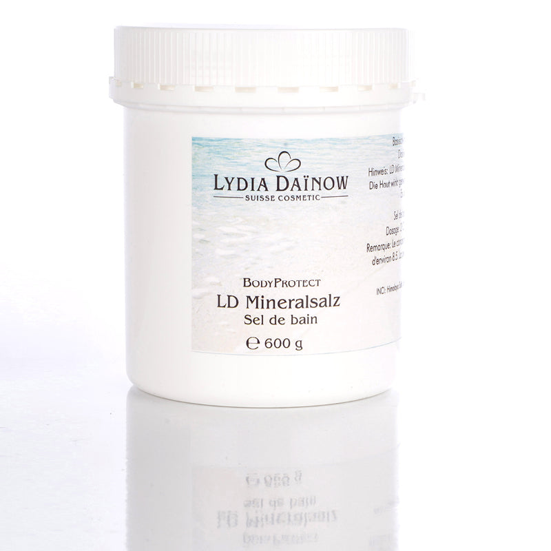 LD Mineral Salt Lydia Dainow 600g – Sel alcalin détoxifiant au sel de l'Himalaya et sels minéraux alcalins pour bain et gommage corps – cosmétiques suisses Lydia Dainow