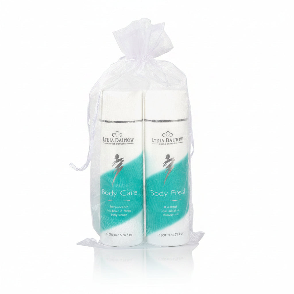 Set Body Fresh + Care Lydia Dainow 2x200ml – Coffret duo gel douche rafraîchissant et lotion corps nourrissante au PolyFructol – cosmétiques suisses Lydia Dainow