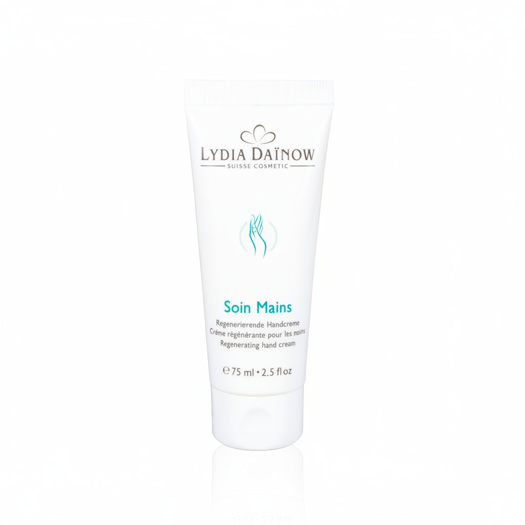 Soin Mains Lydia Dainow 75ml – Crème mains nourrissante à l'huile d'amande, cire d'abeille et extrait d'hamamélis pour mains stressées – cosmétiques suisses Lydia Dainow