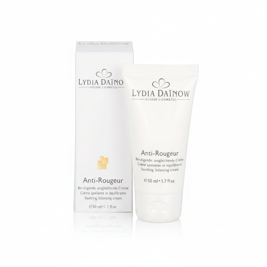 Anti-Rougeur Lydia Dainow 50ml – Texture légère sans parfum pour apaiser et camoufler les rougeurs des peaux sensibles et couperosées – cosmétiques suisses Lydia Dainow