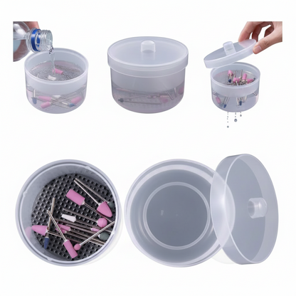 Boîte Stérilisateur 2 en 1 pour Forêts à Ongles - Vue Complète avec Panier Perforé Amovible