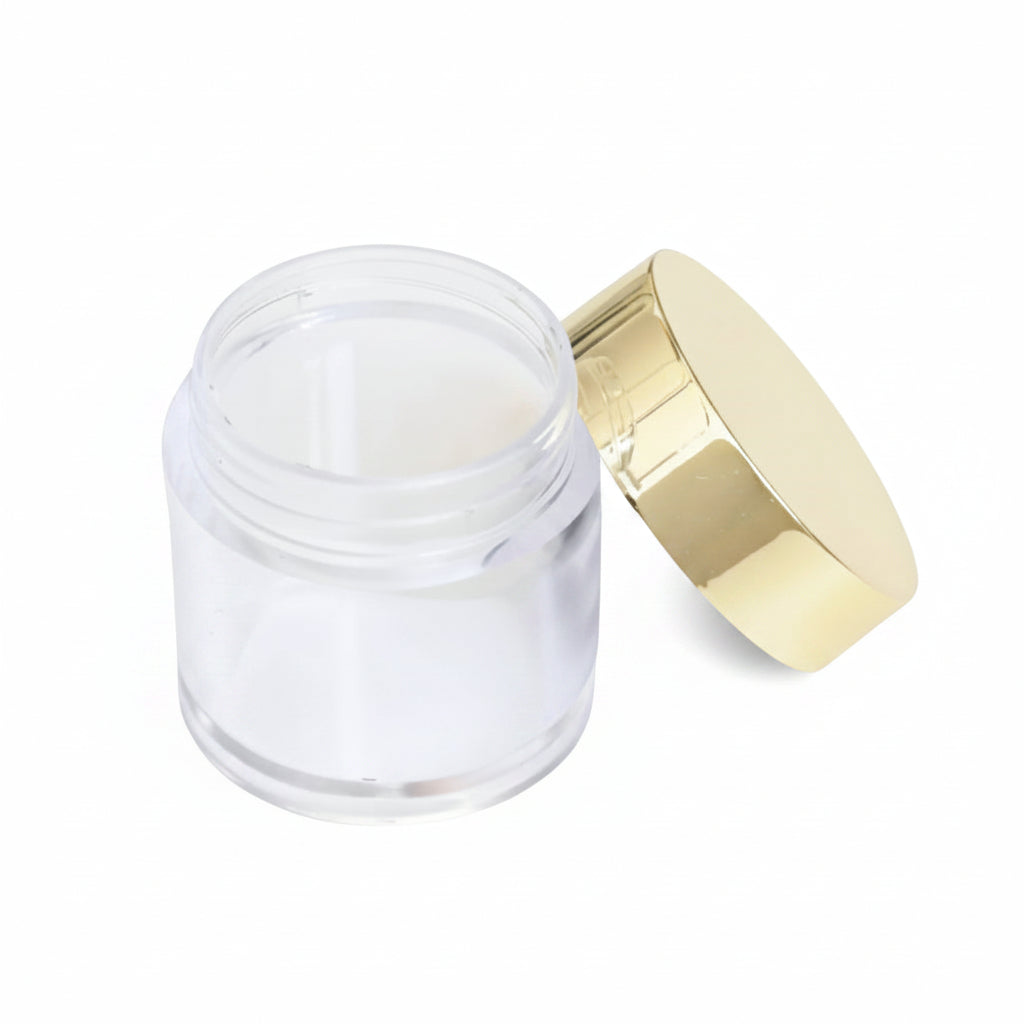 Boîte transparente avec détails dorés pour rangement accessoires manucure nail art