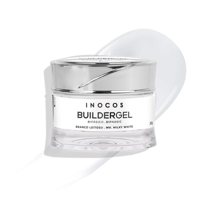 Builder Gel INOCOS Blanc Laiteux 30g – Gel construction viscosité moyenne biphasique vegan couleur blanc laiteux