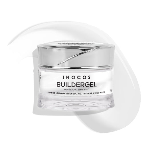 Builder Gel INOCOS Blanc Laiteux Intense 30g 50g – Gel construction viscosité moyenne biphasique vegan couleur blanc laiteux intense
