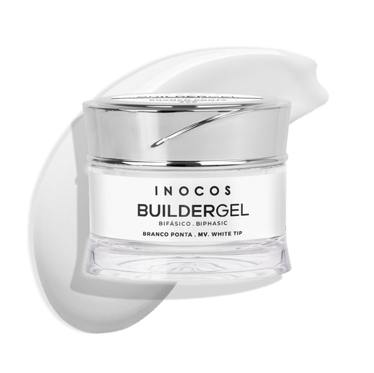 Builder Gel INOCOS Blanc Pointe – Gel construction viscosité moyenne biphasique vegan couleur blanc pointe french manucure