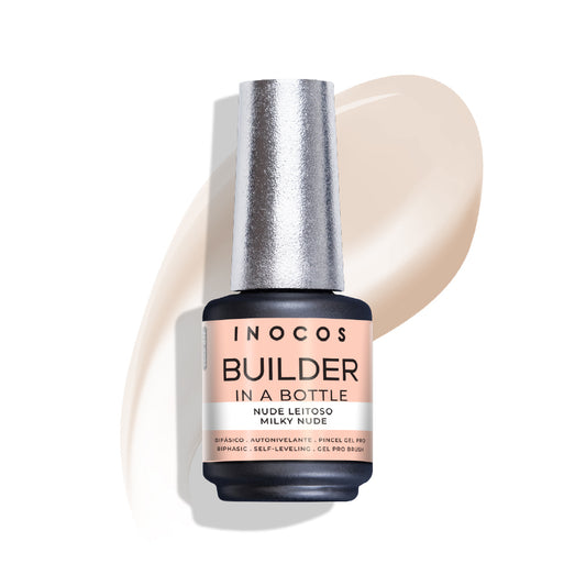 Builder in a Bottle INOCOS Nude Laiteux 15ml – Gel construction autonivelant biphasique vegan couleur nude laiteux naturel