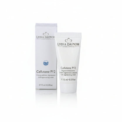 Cellutone P12 Lydia Dainow 15ml – Crème régénérante sans parfum au phytocomplex LD exclusif pour peaux sèches et sensibles – cosmétiques suisses Lydia Dainow