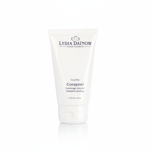 Corapeel Lydia Dainow 75ml – Gommage végétal double action aux noyaux d'abricot et amande pour peaux grasses et points noirs – cosmétiques suisses Lydia Dainow