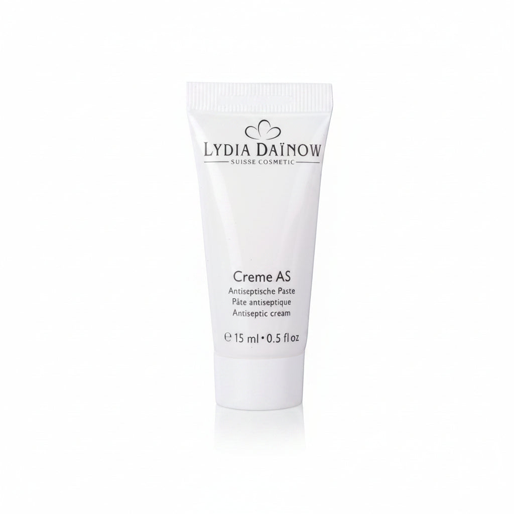 Crème AS Lydia Dainow 15ml – Pâte antiseptique au zinc, soufre et cire d'abeille pour traiter localement les imperfections et réduire les rougeurs des peaux grasses – cosmétiques suisses Lydia Dainow