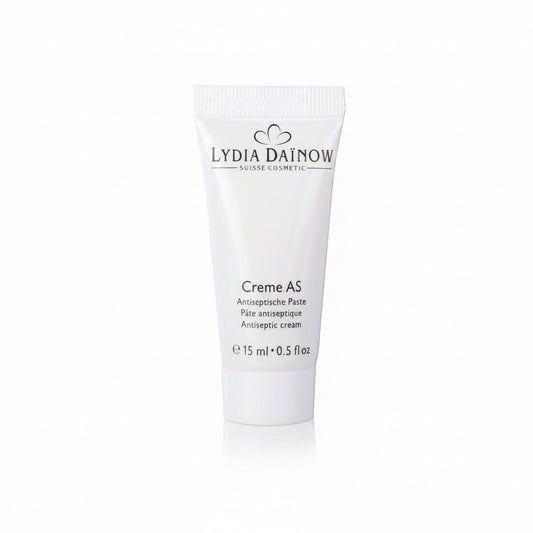 Crème AS Lydia Dainow 15ml – Pâte antiseptique au zinc, soufre et cire d'abeille pour traiter localement les imperfections et réduire les rougeurs des peaux grasses – cosmétiques suisses Lydia Dainow