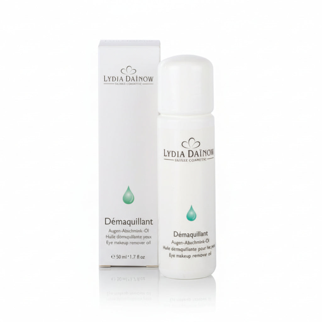 Démaquillant Yeux Lydia Dainow 30ml – Huile nourrissante au jojoba et géranium pour le contour des yeux, élimine le maquillage waterproof