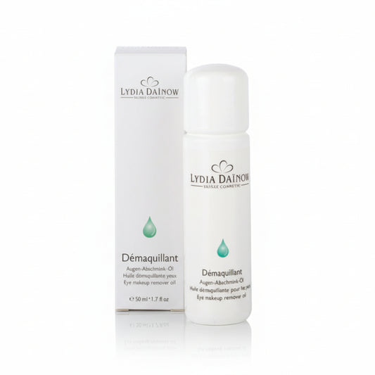 Démaquillant Yeux Lydia Dainow 30ml – Huile nourrissante au jojoba et géranium pour le contour des yeux, élimine le maquillage waterproof