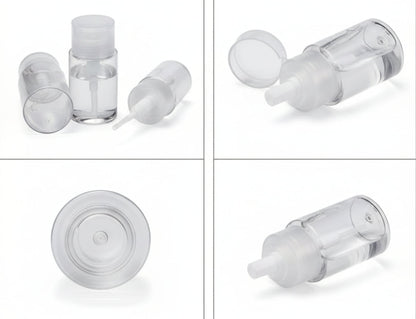 Distributeur Pompe Transparent 100ml avec Coton - Utilisation Dissolvant