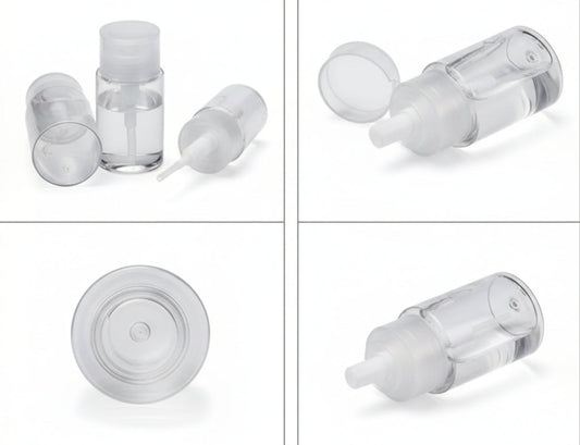 Distributeur Pompe Transparent 100ml avec Coton - Utilisation Dissolvant