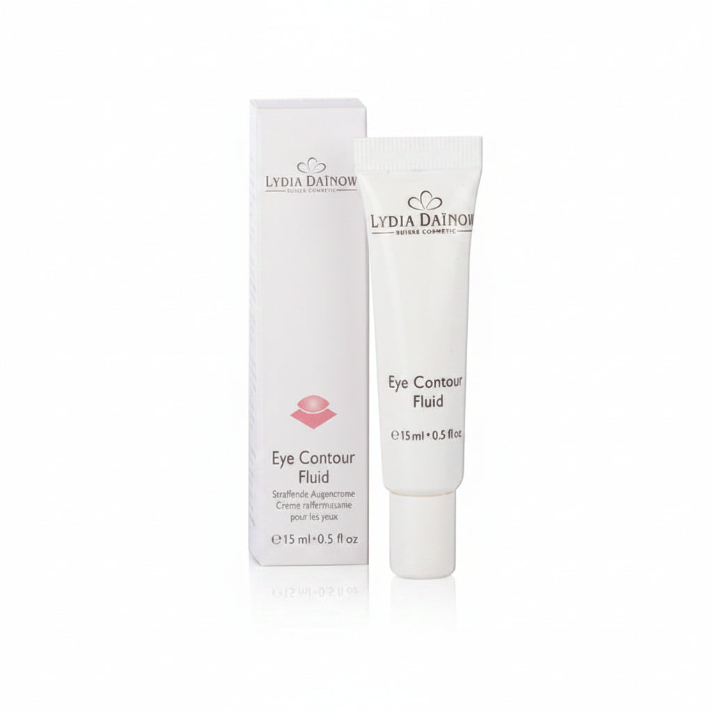 Eye Contour Fluid Lydia Dainow 15ml – Texture fluide sans parfum à l'huile Inca Inchi et beurre de cupuaçu pour hydrater et apaiser la zone sensible du contour des yeux – cosmétiques suisses Lydia Dainow