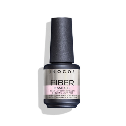 Fiber Base Gel INOCOS 15ml Rose Laiteux Scintillant - Base gel fibre pailletée rose laiteux
