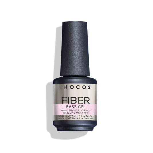 Fiber Base Gel INOCOS 15ml Rose Laiteux Scintillant - Base gel fibre pailletée rose laiteux
