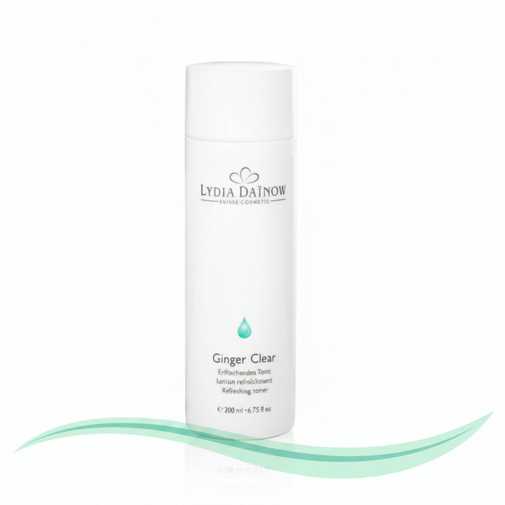 Ginger Clear Lydia Dainow 200ml – Lotion tonique sans alcool au gingembre, hamamélis et citron vert pour tous types de peau