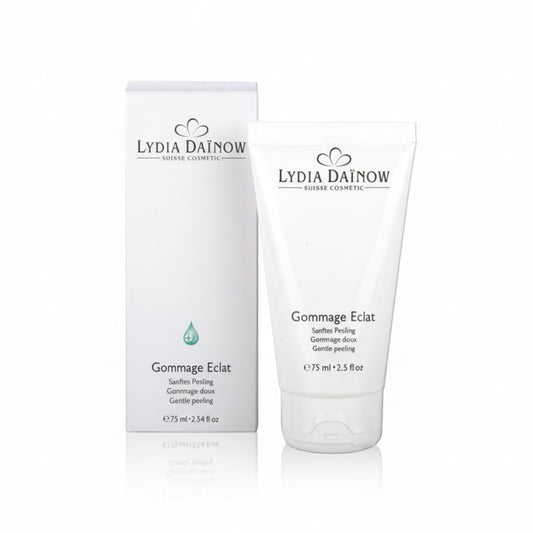 Gommage Éclat Lydia Dainow 75ml – Gel exfoliant doux aux billes de jojoba et beurre de cupuaçu pour tous types de peau – cosmétiques suisses Lydia Dainow