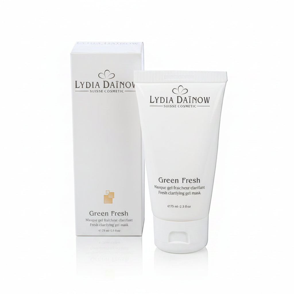 Green Fresh Lydia Dainow 75ml – Masque gel purifiant à la propolis, écorce de saule et extrait de pensée pour apaiser et clarifier les peaux grasses et à imperfections – cosmétiques suisses Lydia Dainow