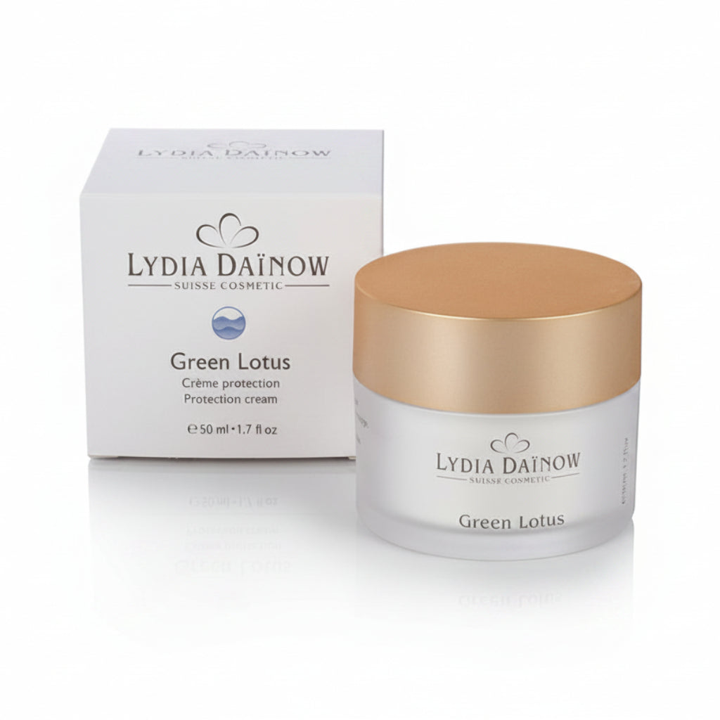 Green Lotus Lydia Dainow 50ml – Crème protectrice riche au phytocomplex LD exclusif, cire d'abeille, lanoline et chlorophylle pour peaux sèches et stressées – cosmétiques suisses Lydia Dainow