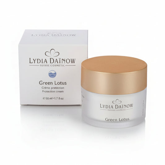 Green Lotus Lydia Dainow 50ml – Crème protectrice riche au phytocomplex LD exclusif, cire d'abeille, lanoline et chlorophylle pour peaux sèches et stressées – cosmétiques suisses Lydia Dainow