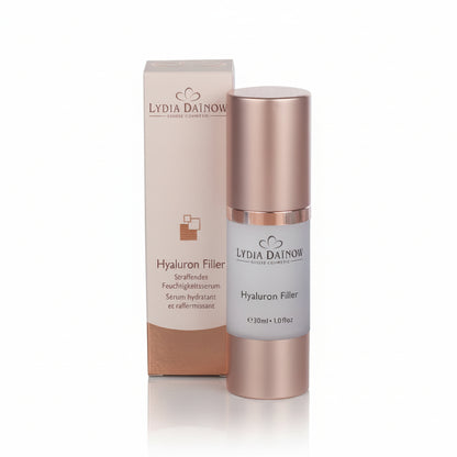 Hyaluronic Acid Filler Lydia Dainow 30ml – Texture sérum triple acide hyaluronique pour peaux sèches et matures – cosmétiques suisses Lydia Dainow