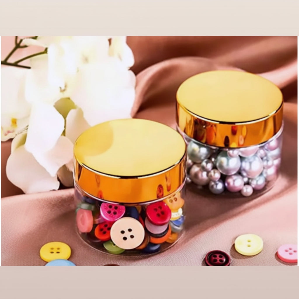 Ensemble de 5 boîtes transparentes dorées pour organisation professionnelle nail art