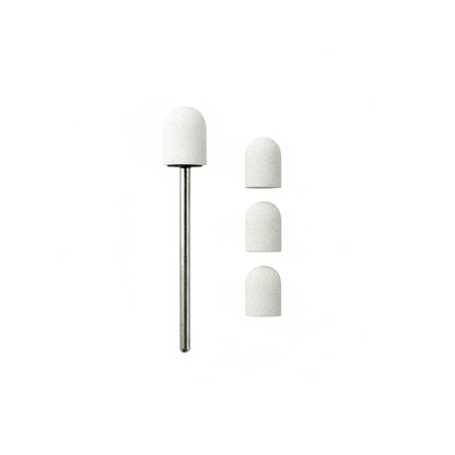 Mandrin et 3 capuchons abrasifs Mozhzheri sterilisables kit fraise sable - vue produit