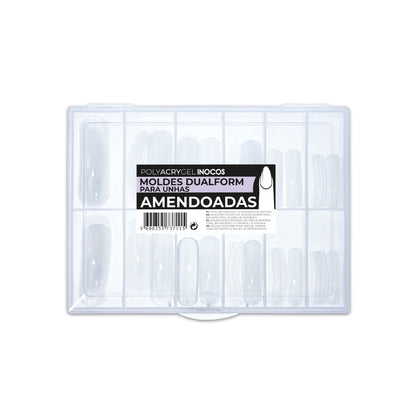 Moldes INOCOS Dualform TIPS Amendoada 300 Unités – Moules professionnels forme amande pour extension ongles gel