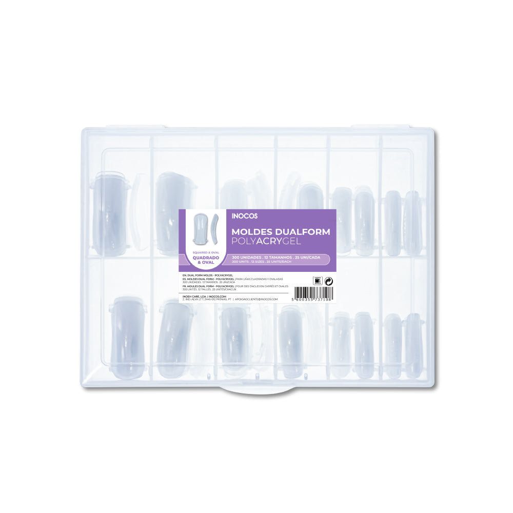 Moldes INOCOS Dualform TIPS Carré & Ovale 300 Unités – Moules professionnels forme carrée et ovale pour extension ongles gel
