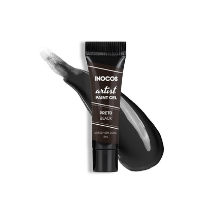 Paint Gel INOCOS Preto 5ml – Gel pigmenté nail art noir intense UV/LED vegan professionnel