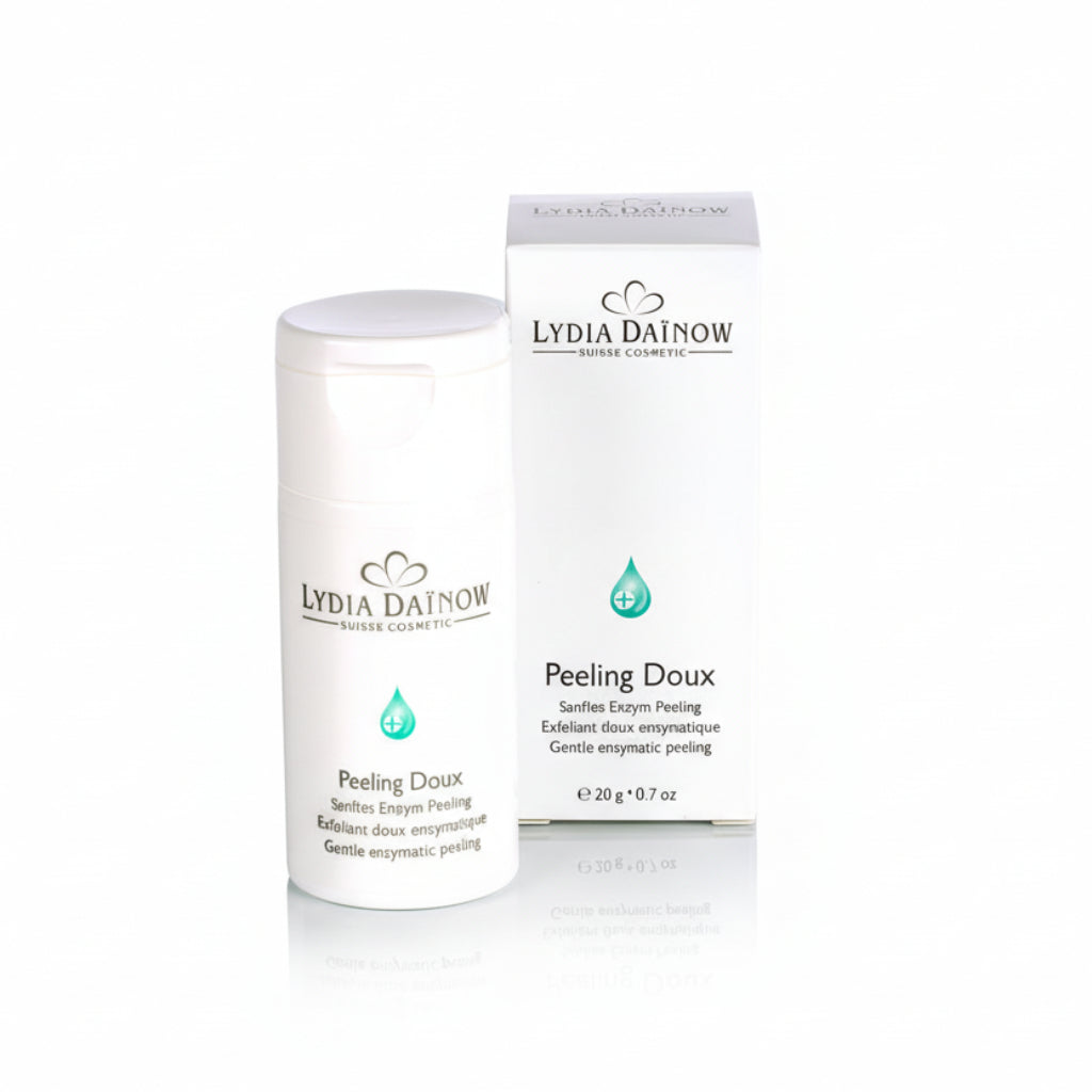 Peeling Doux Lydia Dainow 20g – Gommage enzymatique végétal en poudre au niacinamide et aloe vera pour tous types de peau – cosmétiques suisses Lydia Dainow