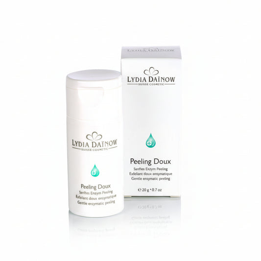 Peeling Doux Lydia Dainow 20g – Gommage enzymatique végétal en poudre au niacinamide et aloe vera pour tous types de peau – cosmétiques suisses Lydia Dainow