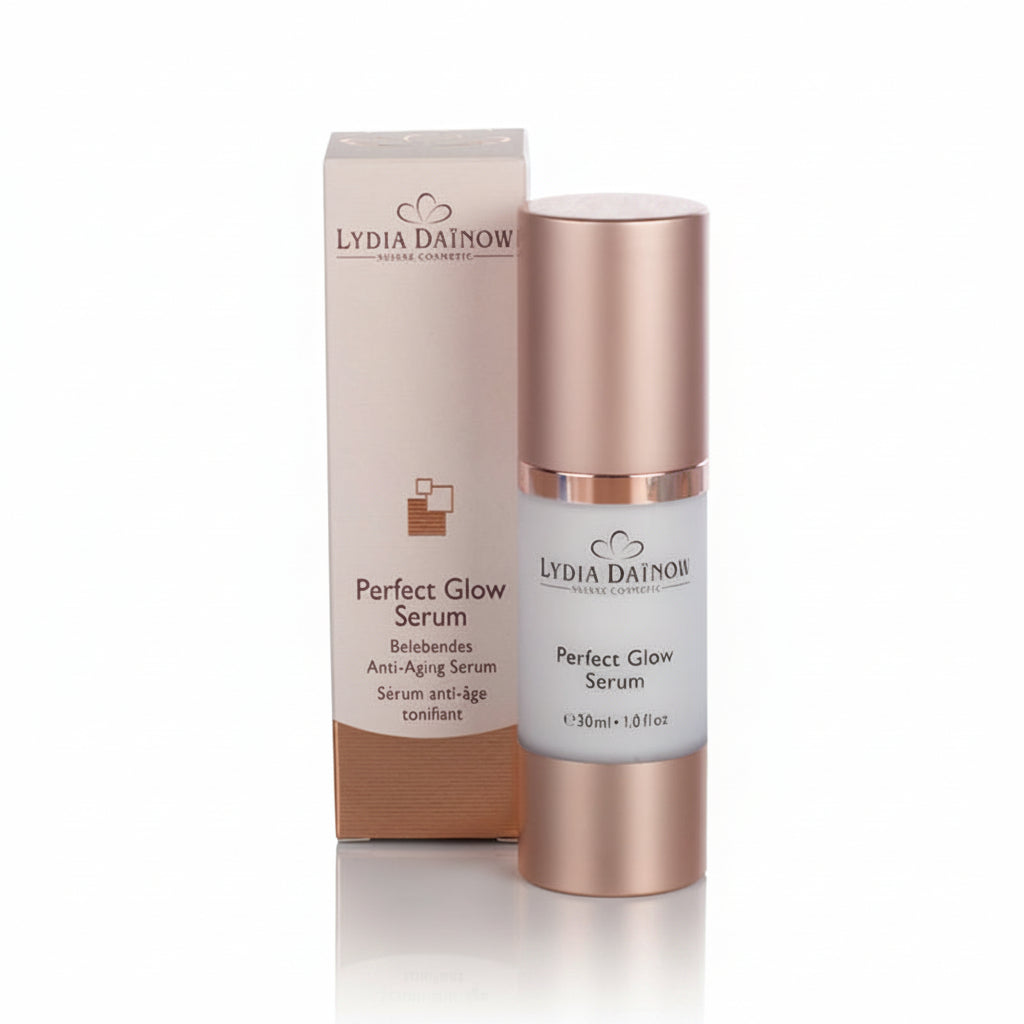 Perfect Glow Serum Lydia Dainow 30ml – Texture sérum éclat anti-âge pour un teint lumineux et raffermi – cosmétiques suisses Lydia Dainow