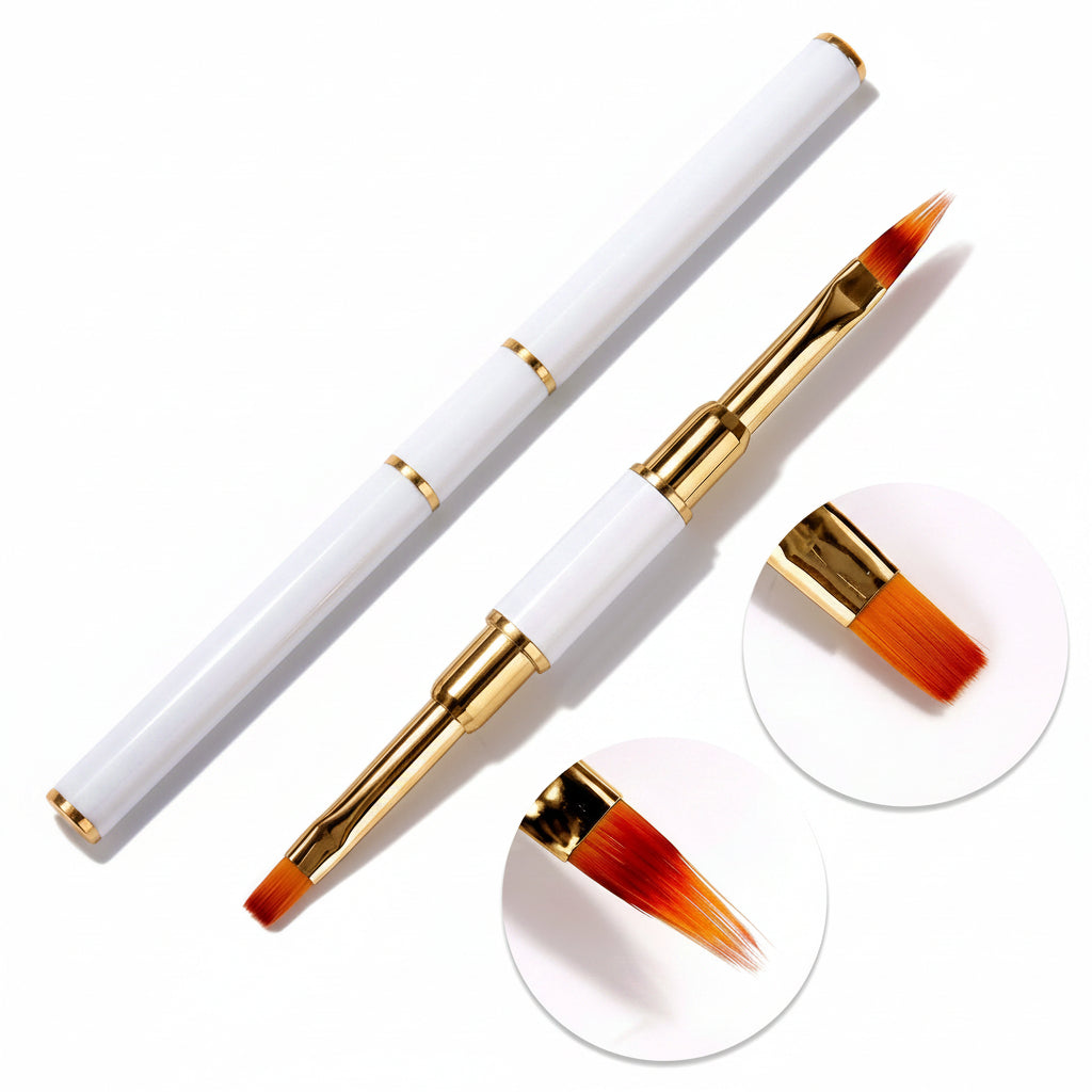 Pinceau Double Embout Gel Degrade blanc et dore flat 8.5mm biseaute 14.5mm vue produit