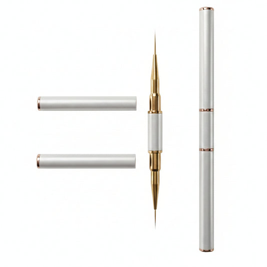 Pinceau double embout liner nail art 9mm et 11mm embouts dores rose vue detail pointes