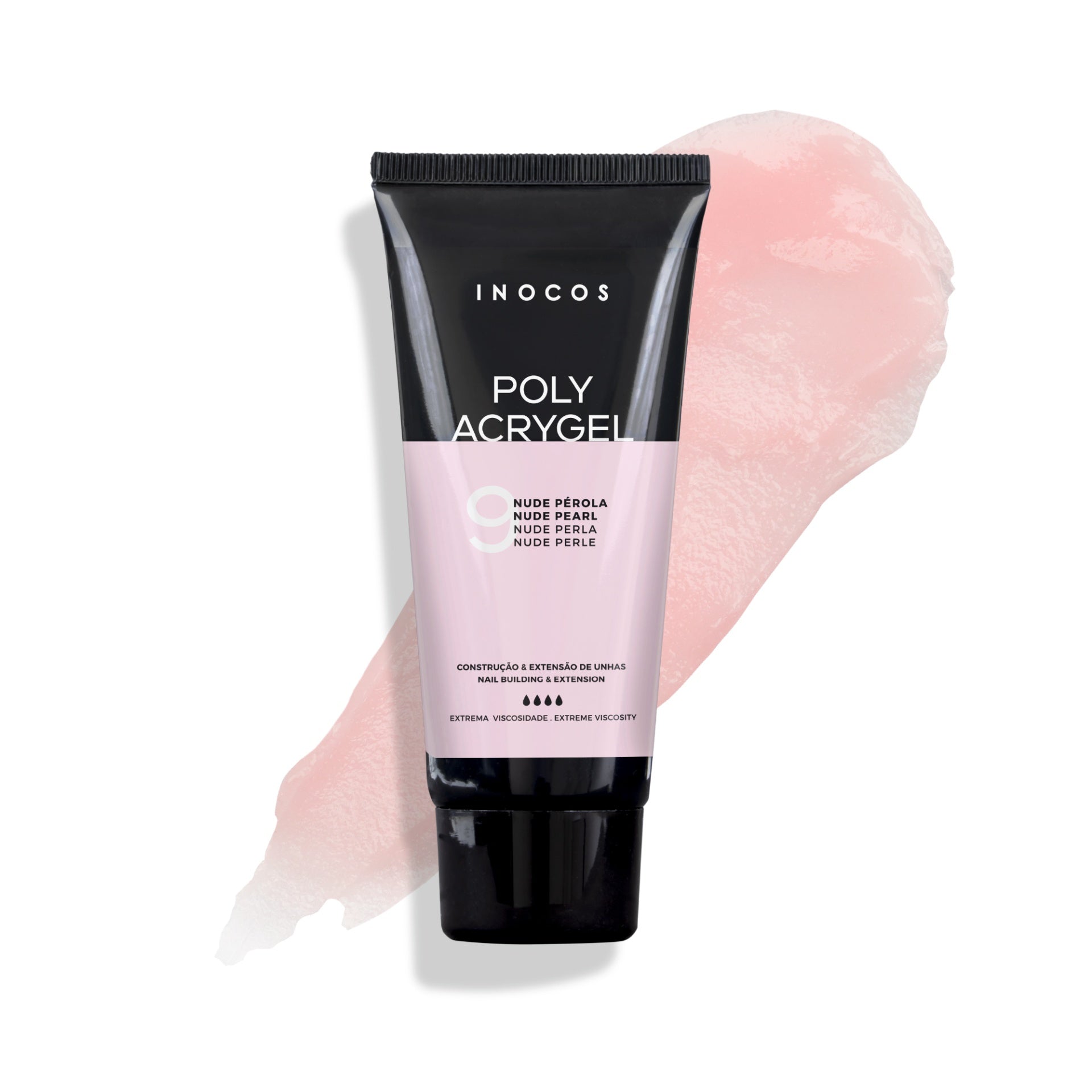 Polyacrygel INOCOS 9 Nude Perle Pérola – Gel hybride construction professionnel couleur nude perle UV/LED