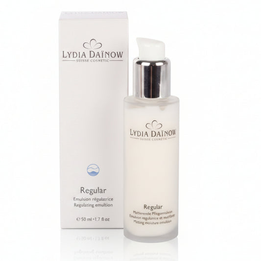 Regular Lydia Dainow 50ml – Émulsion matifiante à la propolis, écorce de saule et extrait de pensée pour peaux grasses et à imperfections – cosmétiques suisses Lydia Dainow
