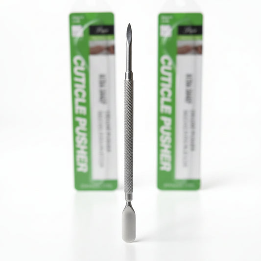 Repousse-cuticules professionnel en acier inoxydable dans son emballage d'origine, outil double embout pointe fine et pointe plate pour manucure professionnelle