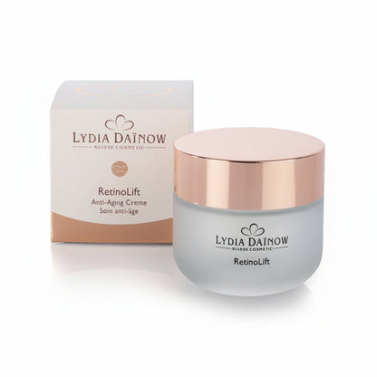 RetinoLift Lydia Dainow 50ml – Vue du pot crème anti-âge NovoRetin et bakuchiol rétinol végétal – cosmétiques suisses Lydia Dainow