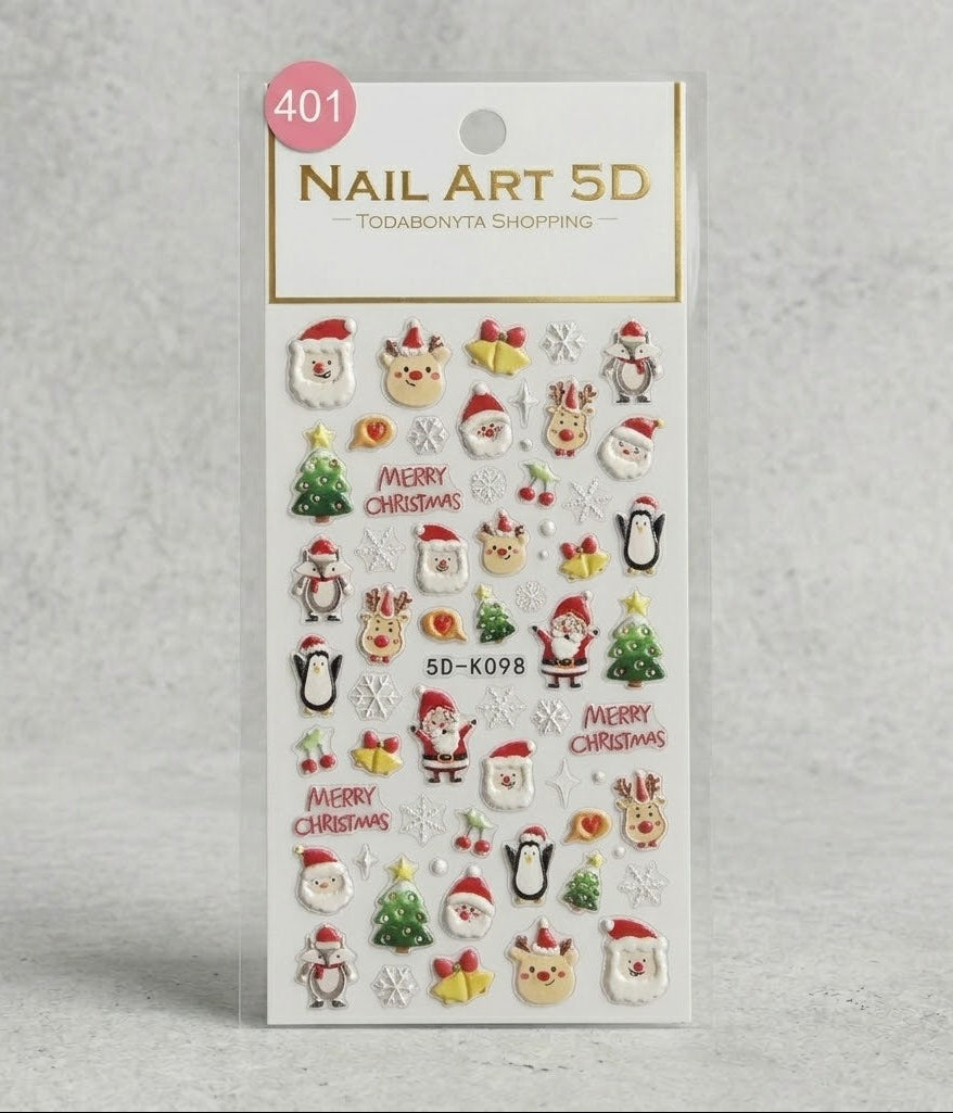 Stickers nail art 3D relief motif 401 autocollants decorations ongles professionnelles