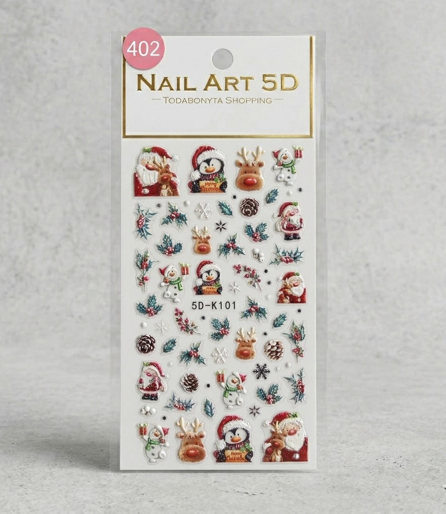 Stickers nail art 3D relief motif 402 autocollants decorations ongles professionnelles