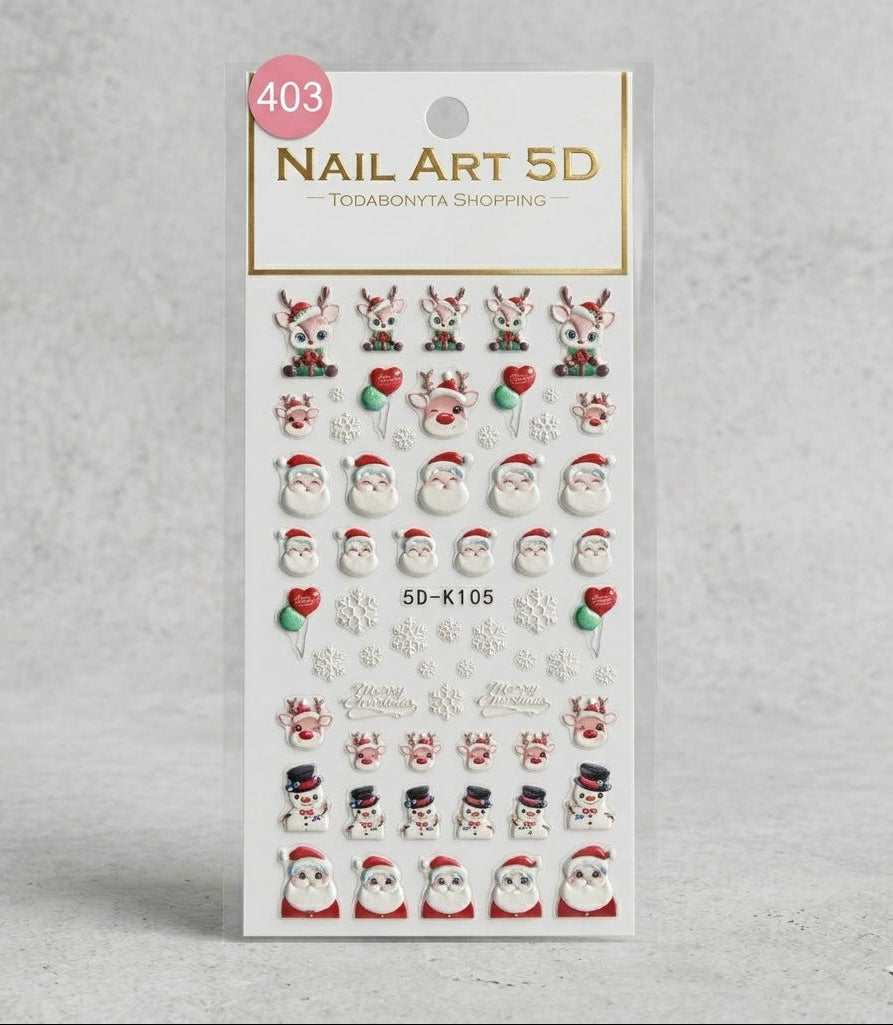 Stickers nail art 3D relief motif 403 autocollants decorations ongles professionnelles