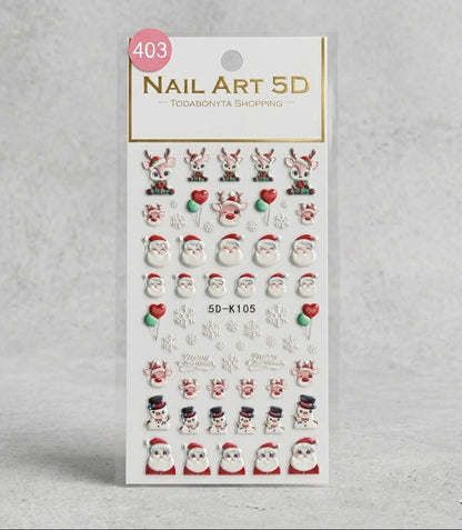 Stickers nail art 3D relief motif 403 autocollants decorations ongles professionnelles