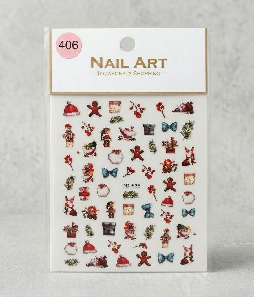 Stickers nail art 3D relief motif 406 autocollants decorations ongles professionnelles
