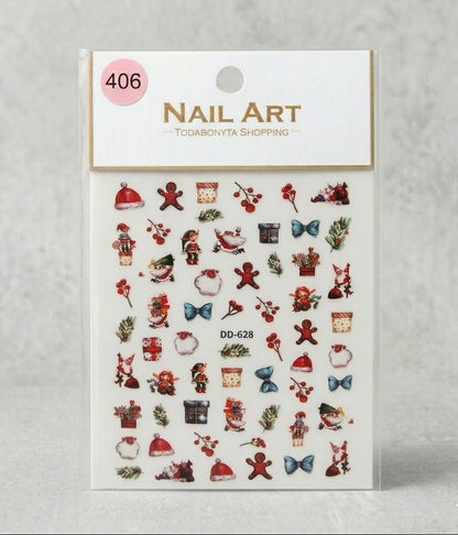 Stickers nail art 3D relief motif 406 autocollants decorations ongles professionnelles